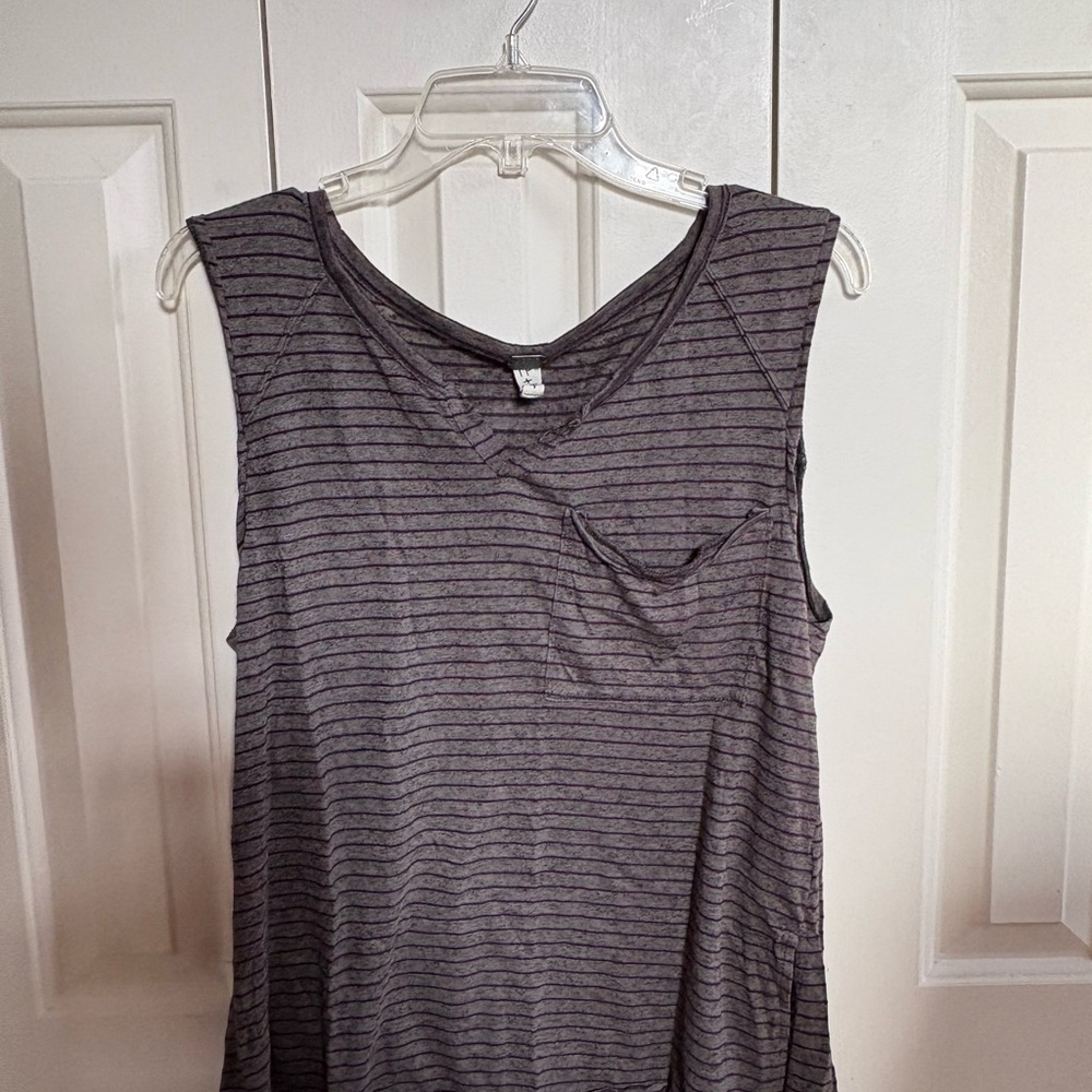Free People Gray Striped Tank Top